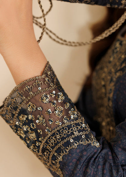 Pakistani Winter Suits Midnight Blue Embroidered Khaddar Online in Dubai UAE Abudhabi Ajman Sharjah