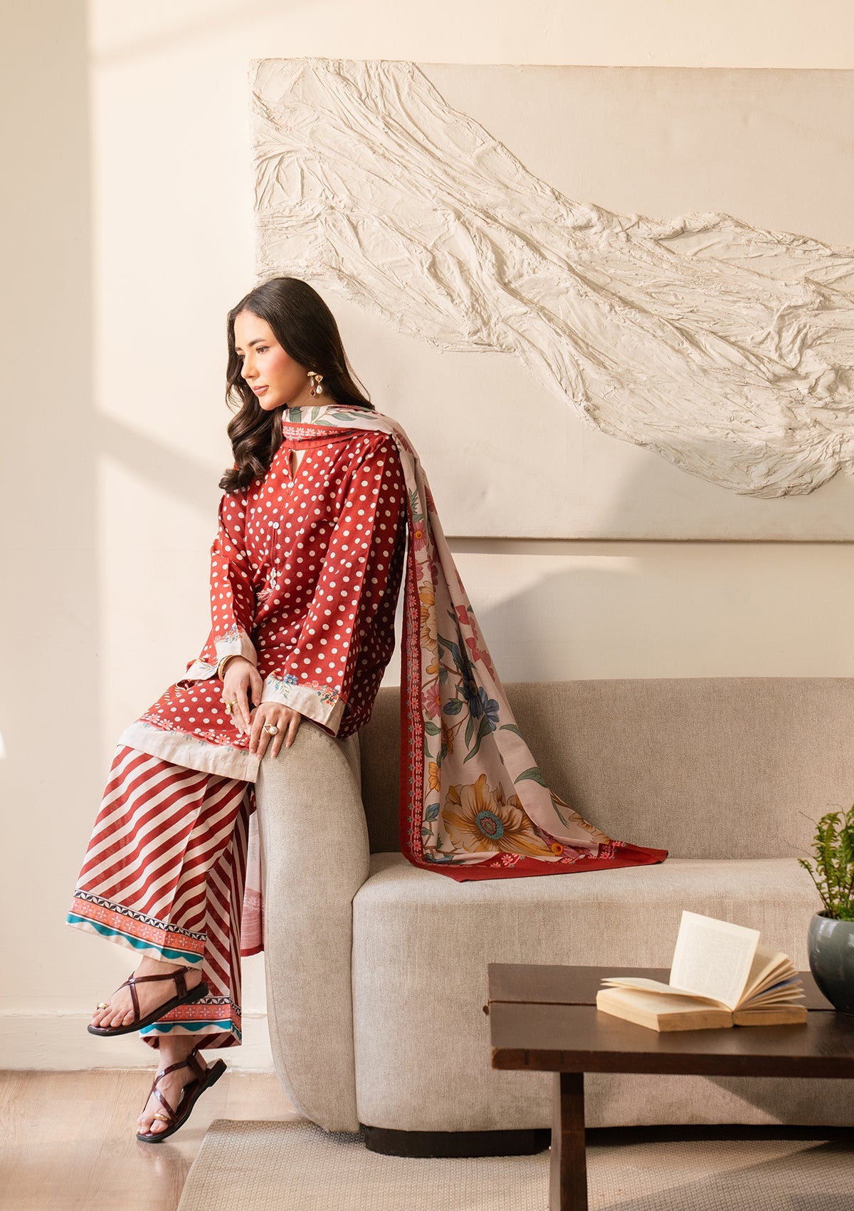 Pakistani Winter Wear Red Khaddar Suit Online in Dubai DXB UAE Abudhabi Meena Bazaar