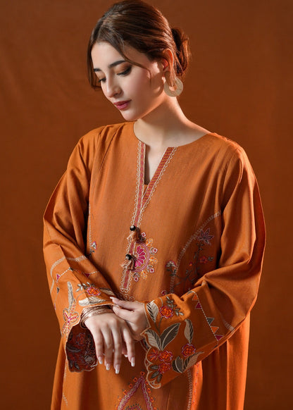 Pakistani Winter Wear Rust Orange Khaddar Kurta Set Online in KSA Riyadh Saudi Arabia Oman Bahrain Qatar