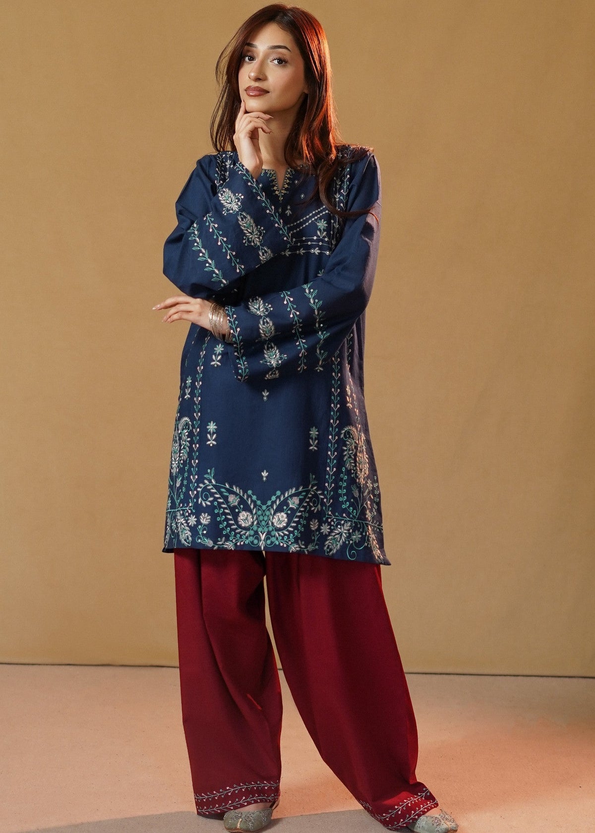 Pakistani Winter Wear Slub Khaddar Kurta Set Online in Sri Lanka India Australia