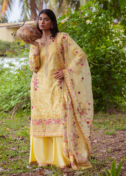 Pakistani Yellow Embroidered Lawn Suit for Women Online in KSA Riyadh Saudi Arabia Oman Bahrain Qatar