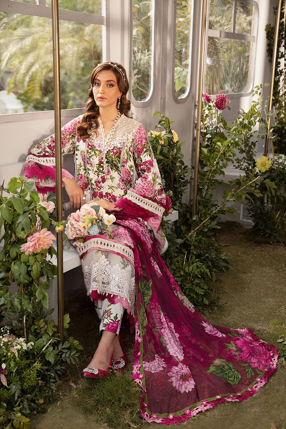 Pure Lawn Suit with Chiffon Dupatta