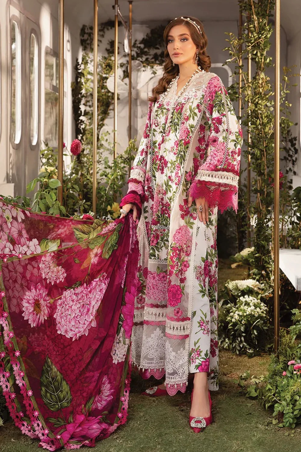 Pure Lawn Suit with Chiffon Dupatta