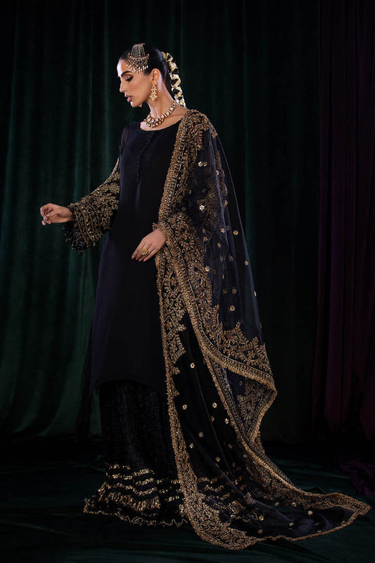 Black Chiffon Shirt + Dupatta + Pouch Size 48