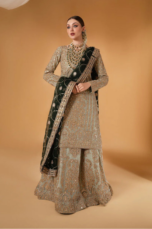 Frost Blue Embellished Bridal Paneled Lehenga