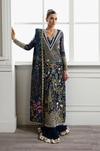 Mignight Blue Handmade Organza Suit