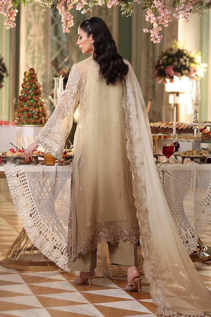 Brown Tie-Dye Embellished Chiffon Suit with Chikankari, 3D Flowers & Pearl Details