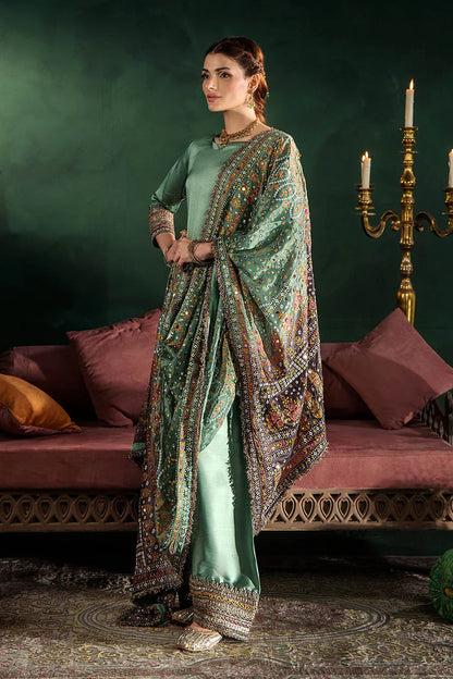Hand Embroidered Elegant Brown Glass Silk Designer Farshi Shalwar Suit