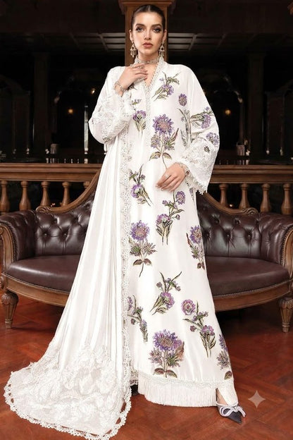 White Silk Suit Cutdana Work