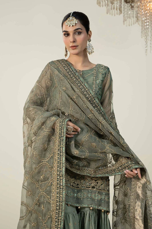 Green Handmade Organza Gharara