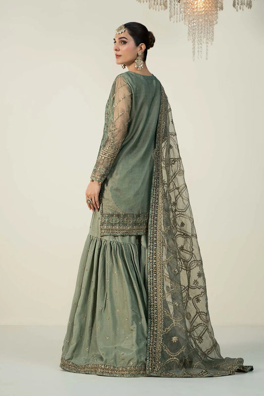Green Handmade Organza Gharara