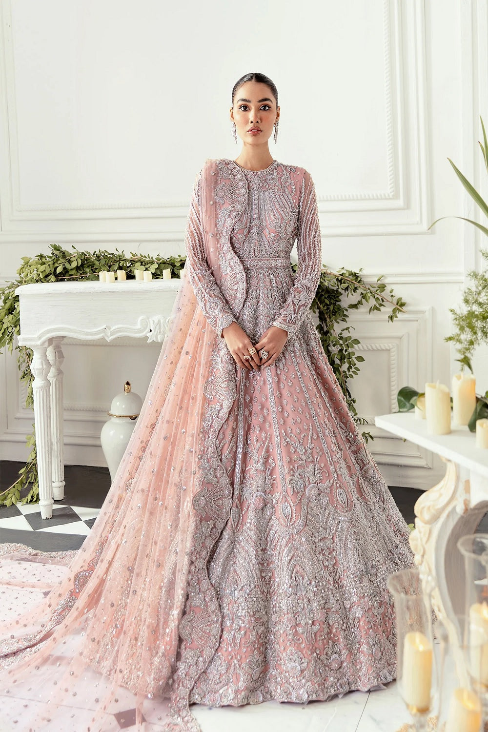 Peach Handmade Bridal Lehenga / Maxi