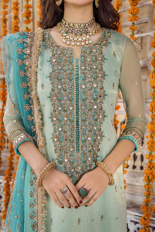 Turquoise Readymade Handmade Suit Size 40