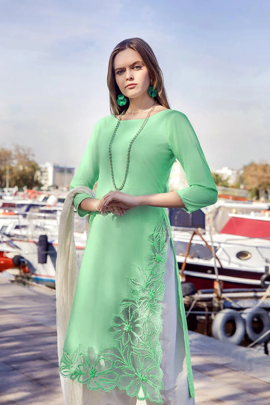 Tealish Green Readymade Pure Cotton Suit