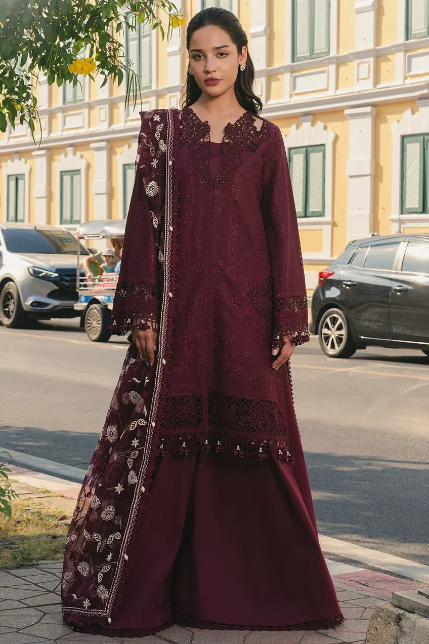 Maroon Chikankari Luxury Lawn Suit