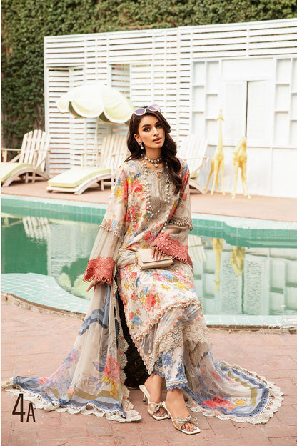 Off White Lawn Suit with Chiffon Dupatta