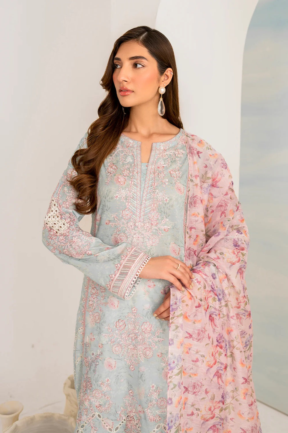 Chikankari  Lawn Suit with Chiffon Dupatta