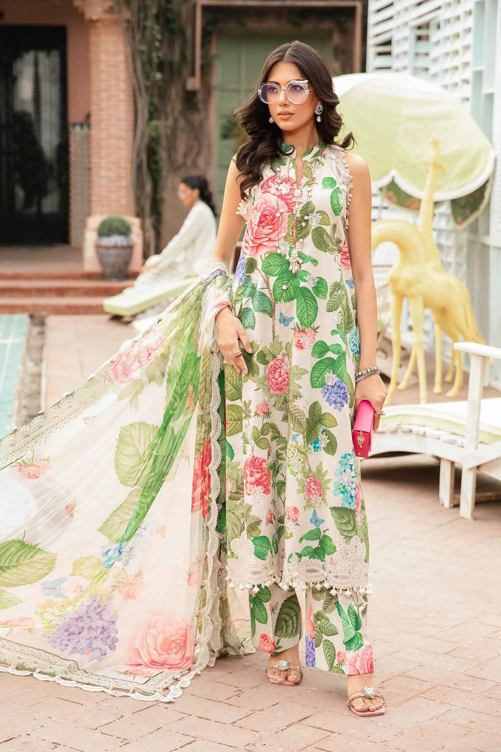 Pure Lawn Suit with Chiffon Dupatta