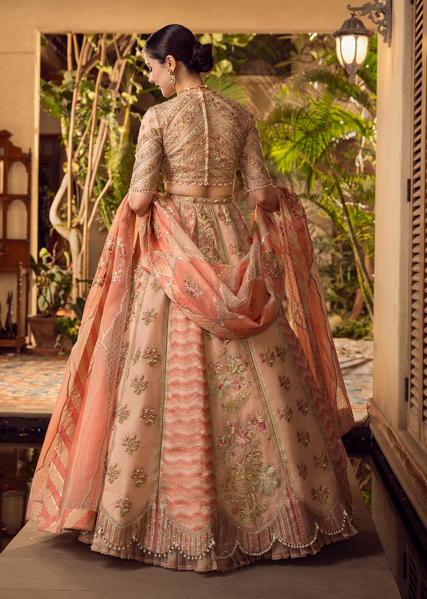 Pakistani Bridal Firozi Color Lehenga Choli Dupatta Dress – Nameera by  Farooq