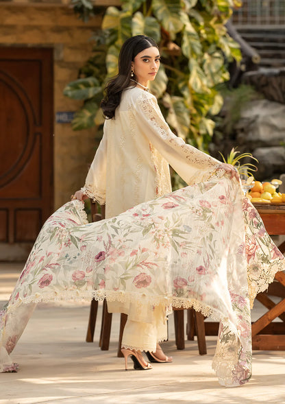 Cream Heavy Chikankari Embroidered Luxury Lawn Suit