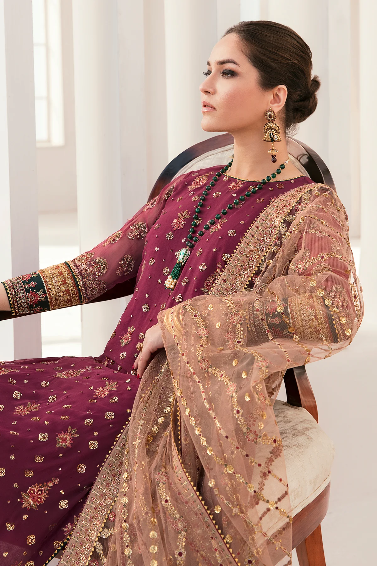 Maroon Pure Chiffon Suit