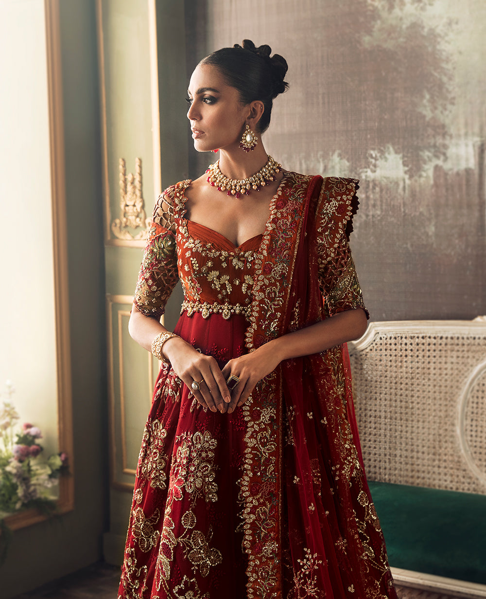 Barn Red Bridal Lehenga / Peshwas