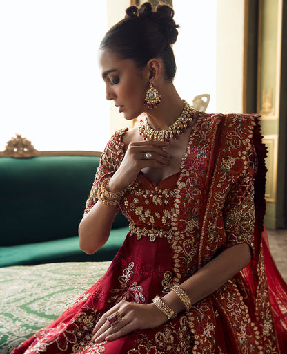 Barn Red Bridal Lehenga / Peshwas