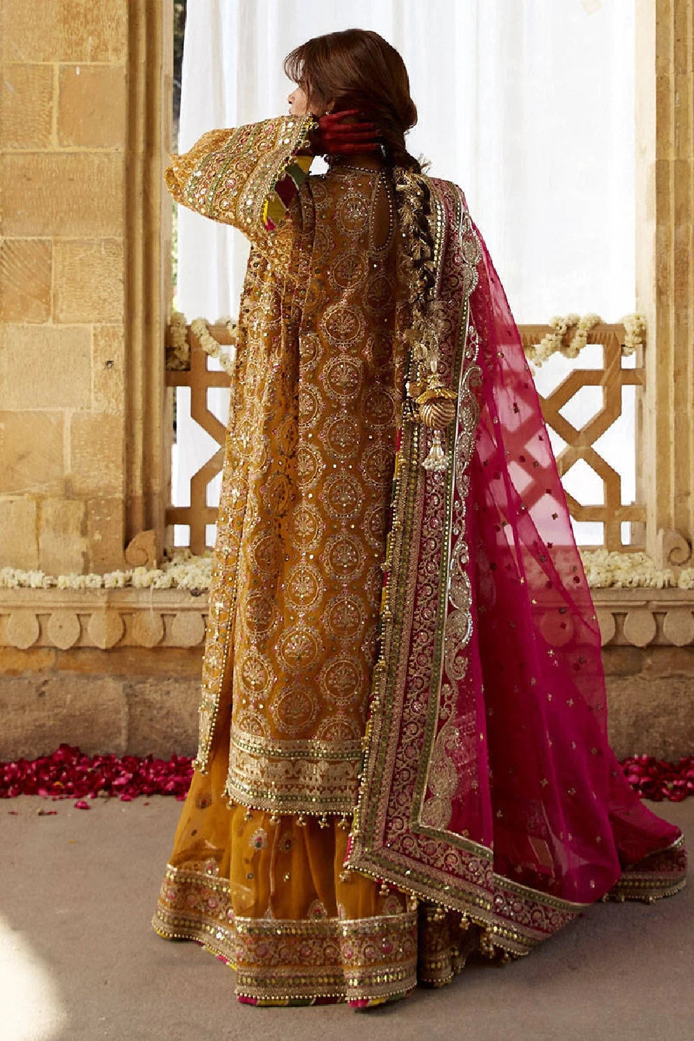 Mustard Embroidered Gharara