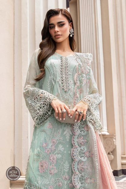 Mint Green Chiffon Cut Work Suit