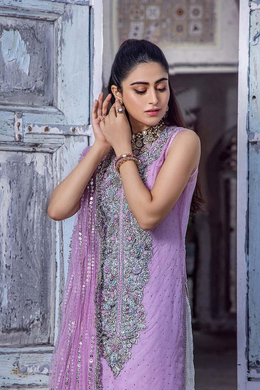 Hand Embroidered Pure Organza Suit with Crushed Crinkle Sharara