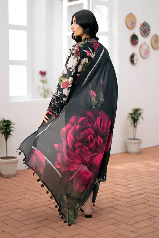 Floral Printed Lawn Suit with Chiffon Dupatta