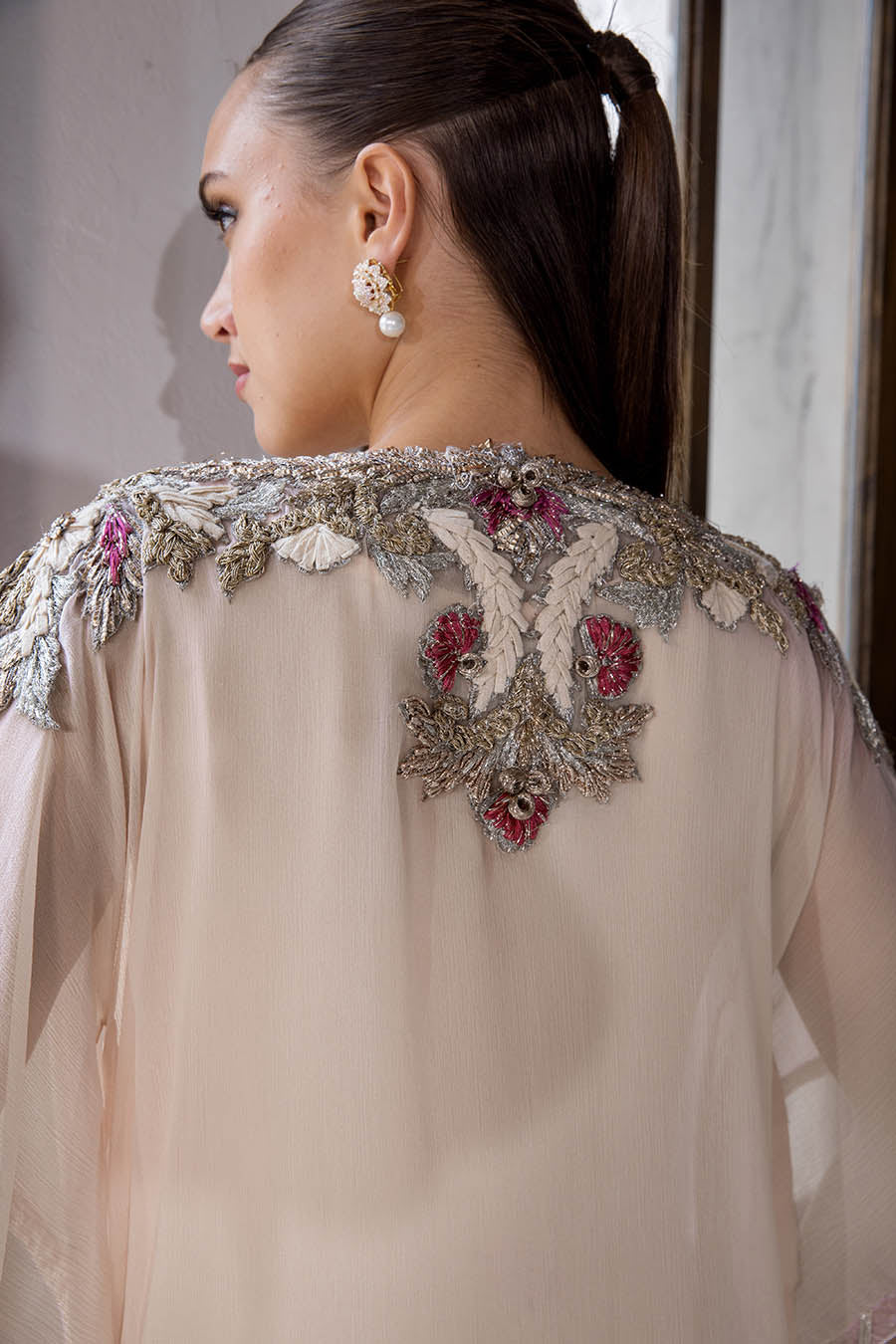 Hand Embroidered Pale Pink Suit with 3D Work