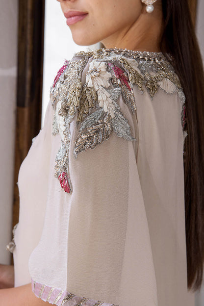 Hand Embroidered Pale Pink Suit with 3D Work