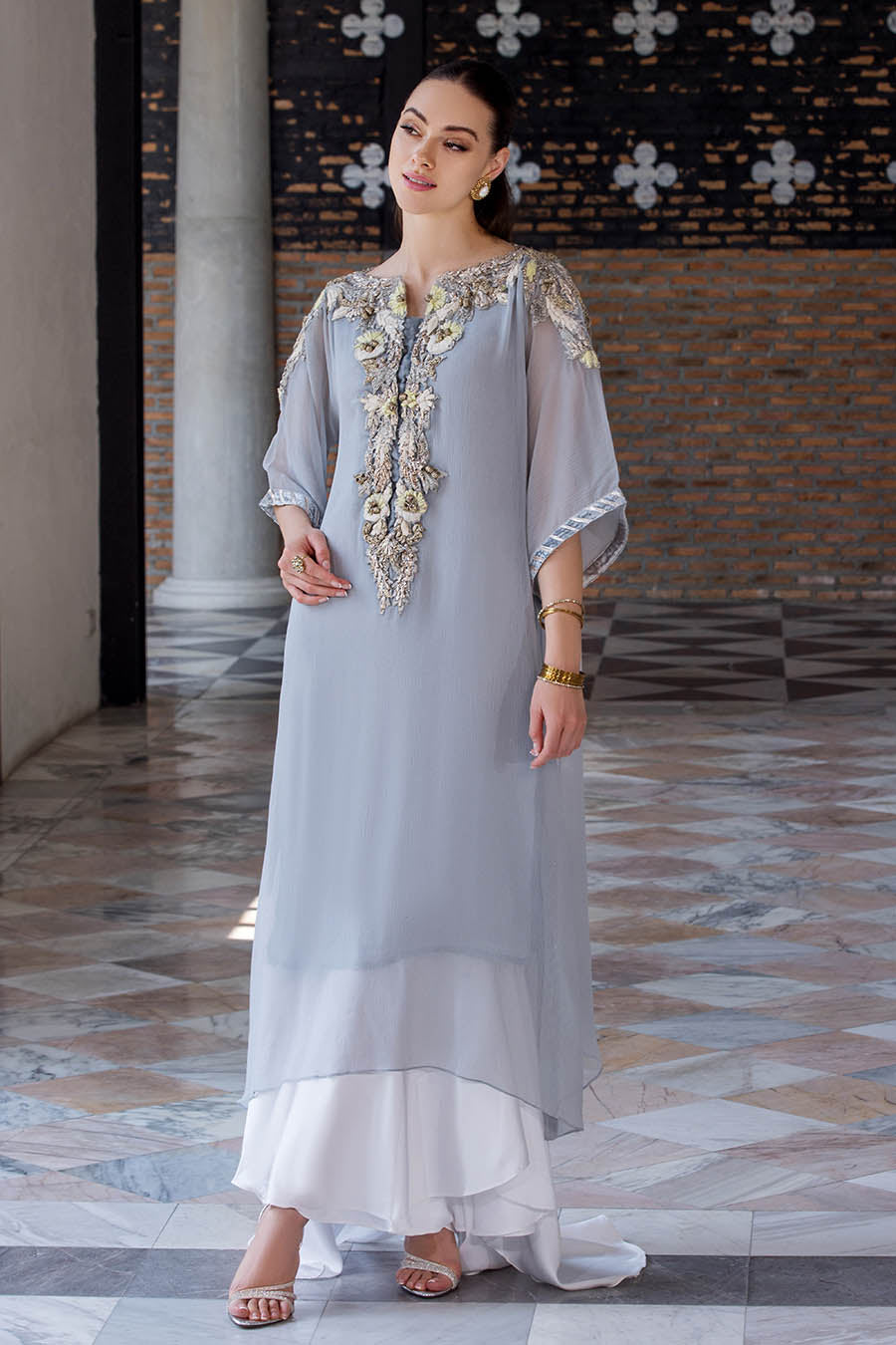 Light Purple 2pc Suit with 3D Work