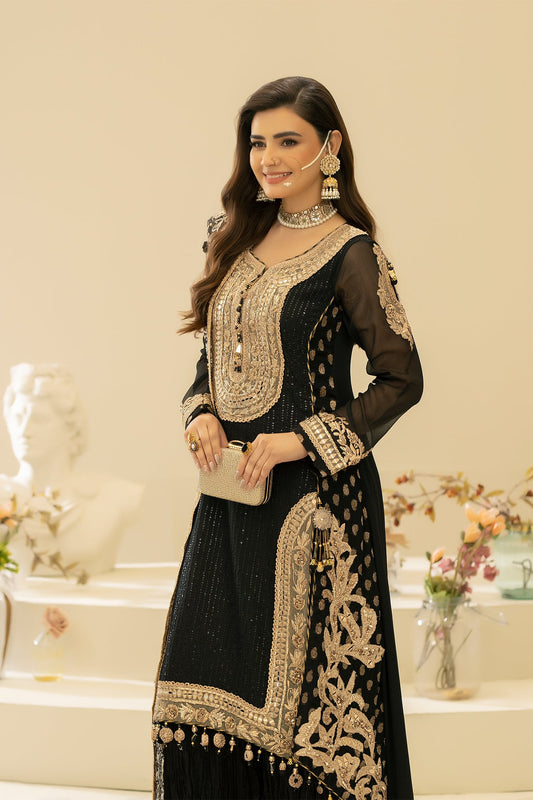 Black Handmade Bridal Sharara