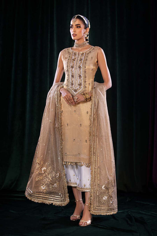 Hand Embroidered Skin Gold Pure Maysuri Suit Size 40
