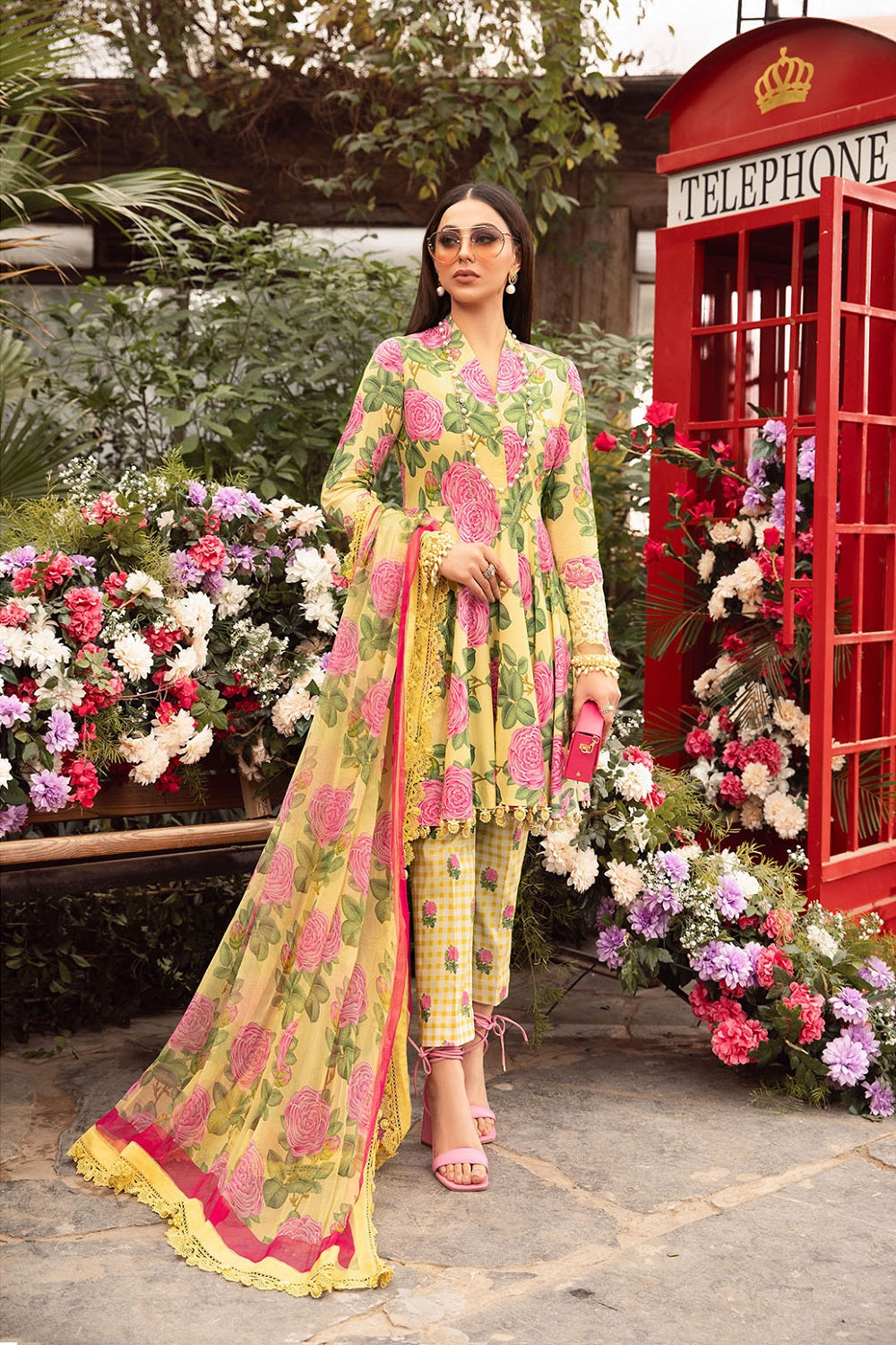 Yellow Lawn Suit with Chiffon Dupatta