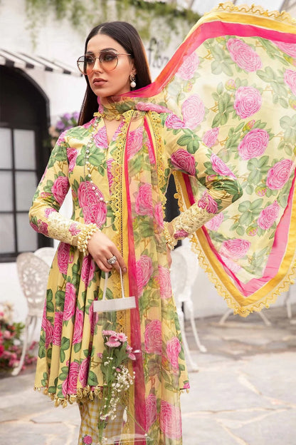 Yellow Lawn Suit with Chiffon Dupatta