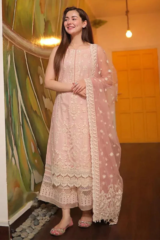 Baby Pink Lawn Suit with Sequins Work