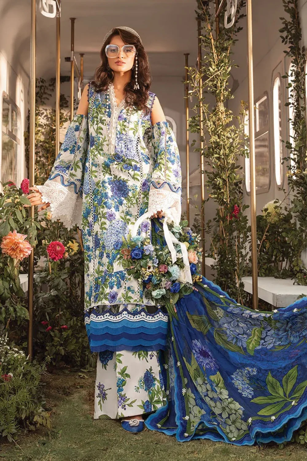 Pure Lawn Suit with Chiffon Dupatta