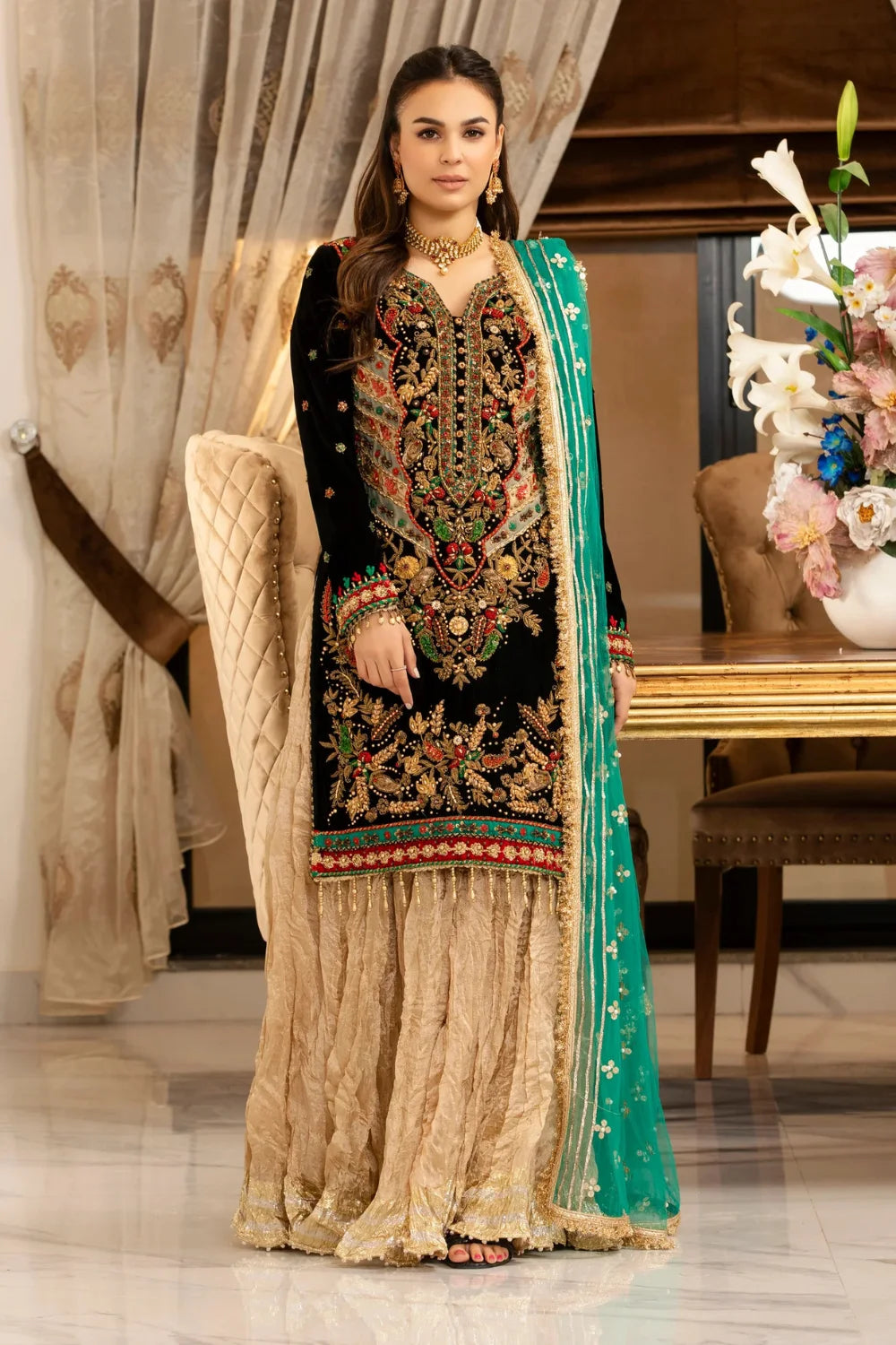 Readymade Micro Velvet Sharara