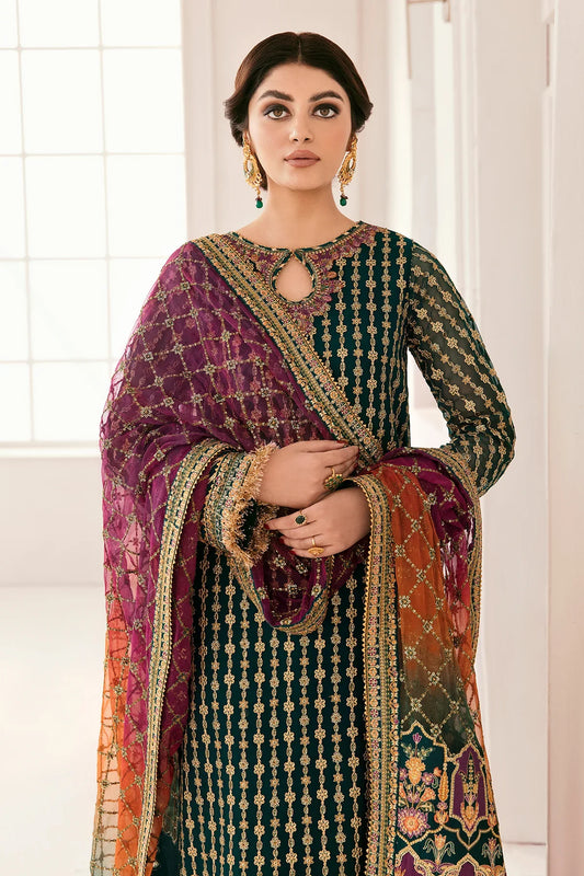 Pure Chiffon Suit with Multicolor Dupatta