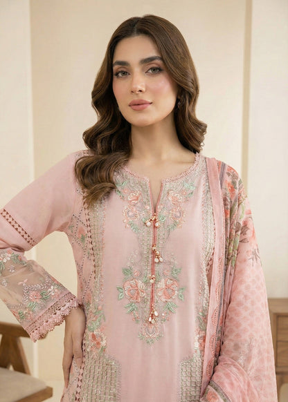 Pale Pink Embroidered Lawn Straight Kurta Suit Online in Sri Lanka India Australia