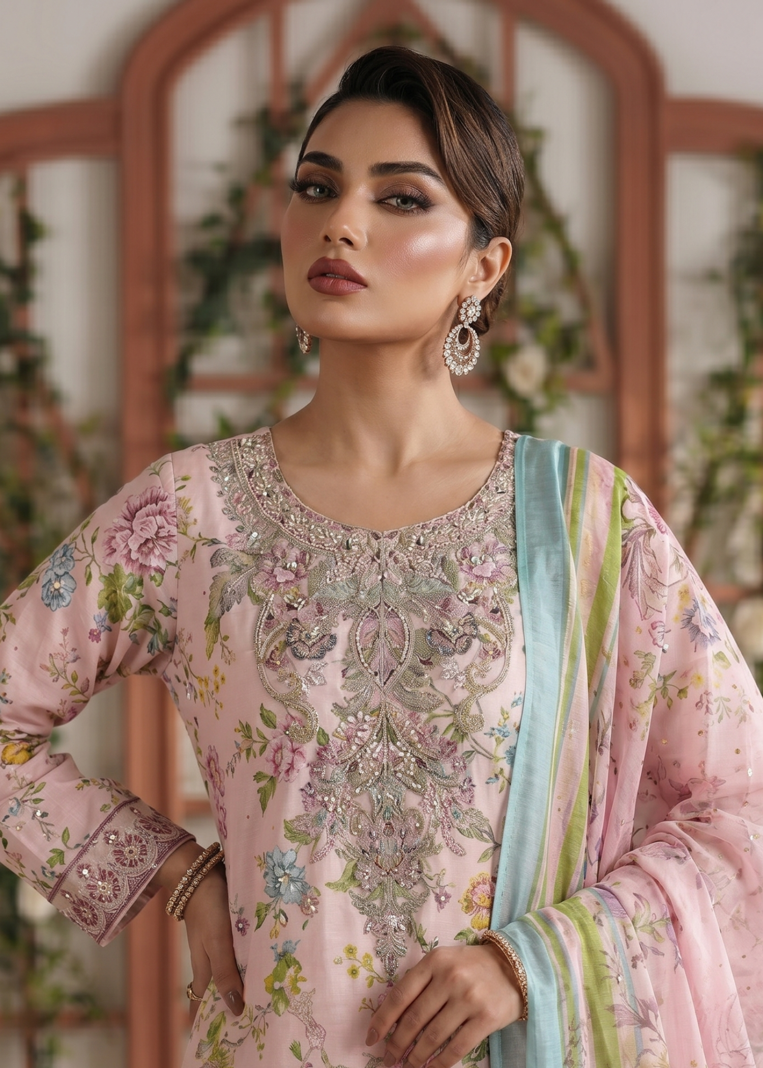 Pale Pink Lawn 3 Piece Gharara Online in Dubai DXB UAE Abudhabi Meena Bazaar