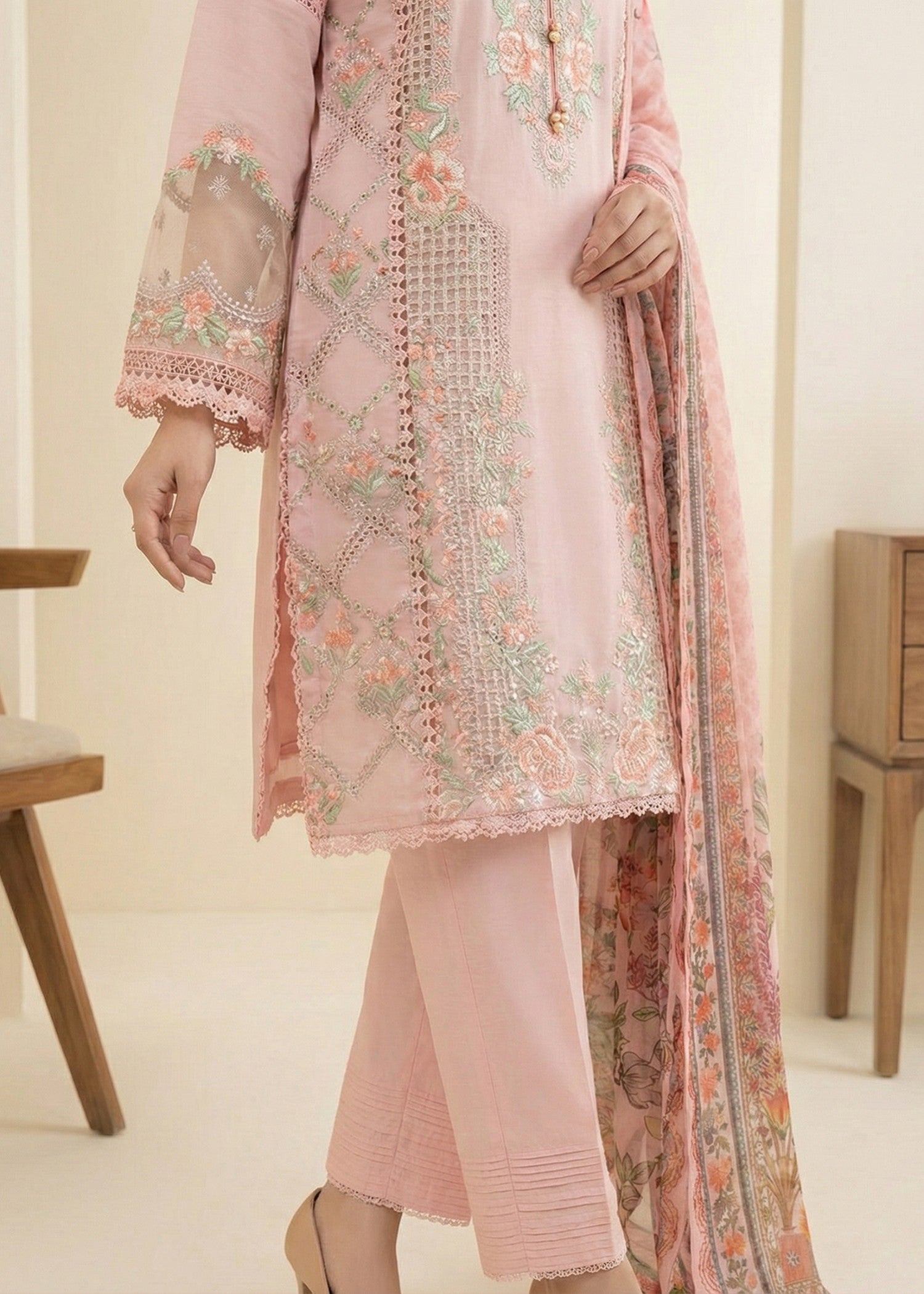 Pale Pink Lawn Festive Wear Suit Online in Sri Lanka India Australia