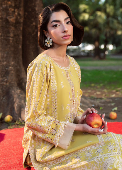 Pale Yellow Embroidered Lawn Pakistani Dress Online in Dubai DXB UAE Abudhabi Meena Bazaar