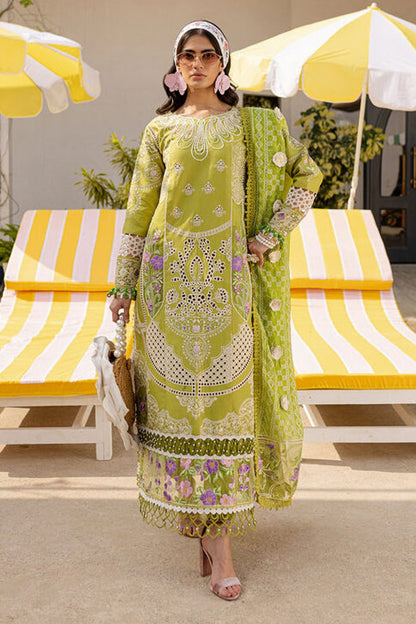 Parrot Green Luxury Lawn Unstitched Suit Online in Dubai UAE Abudhabi Ajman Sharjah