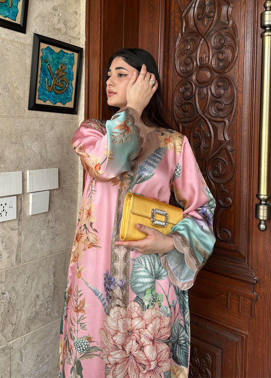 Party Wear Satin Silk Printed Kaftan for Women Online in Sri Lanka India Australia
