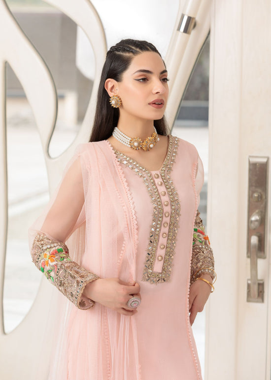 Pink Readymade Suit with Embellishments