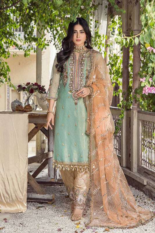 Turquoise Readymade Pure Maysuri Suit Size 40